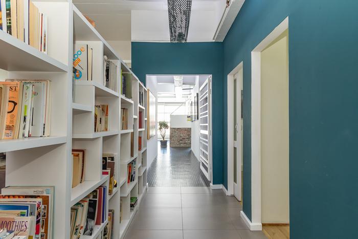 Wide view of the kitchen and lounge seating at Cape Town Office