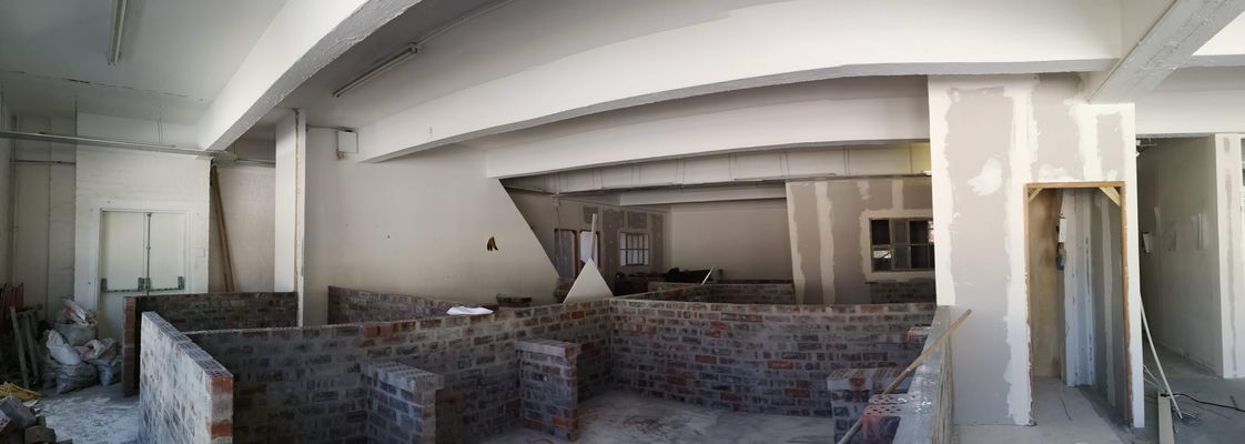 Brick walls going up during the 2018 build