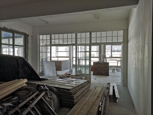 Timber and windows during the 2018 build