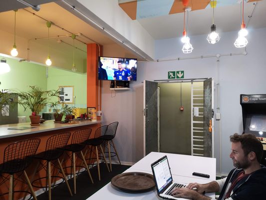 The kitchen and bar counter at Cape Town Office, 2018