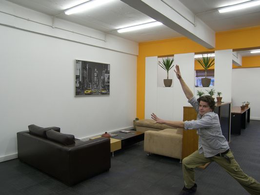 A member striking a pose in the early Cape Town Office lounge